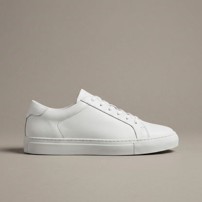 White minimal leather trainer