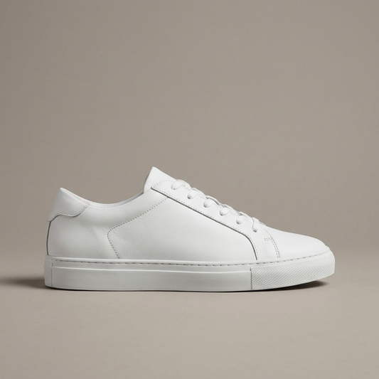 White minimal leather trainer