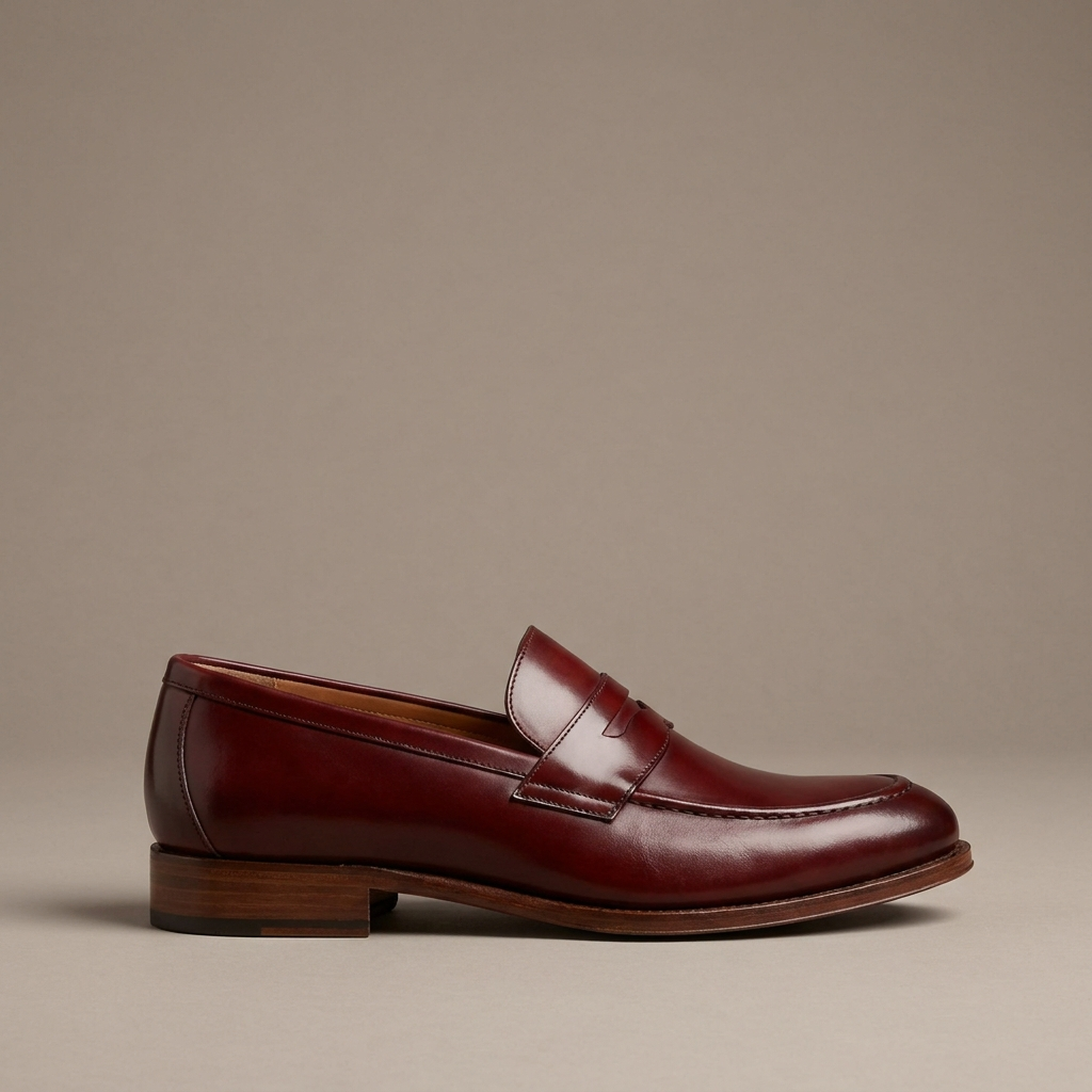 Oxblood leather penny loafer