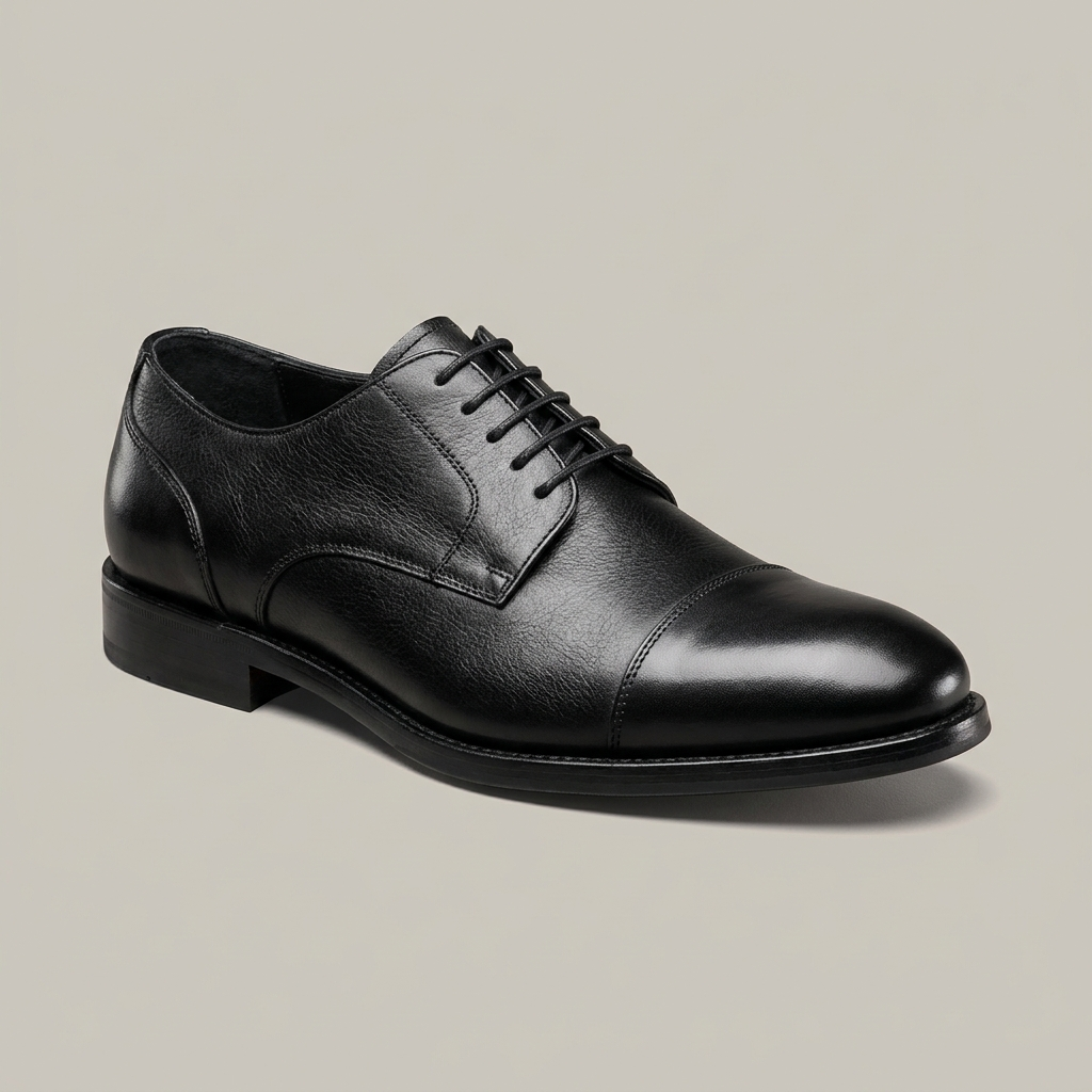 Black leather derby shoe