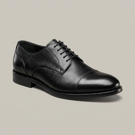 Black leather derby shoe