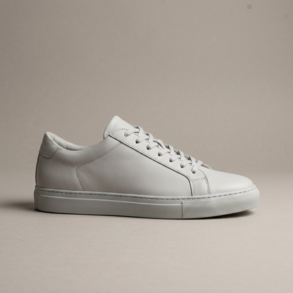 Grey minimal leather trainer