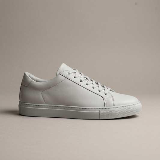 Grey minimal leather trainer